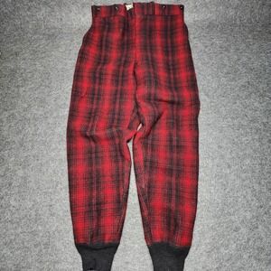Woolrich Mens Black Red Buffalo Plaid Wool Hunting Outdoor Pants 36x32 Tag 1983C